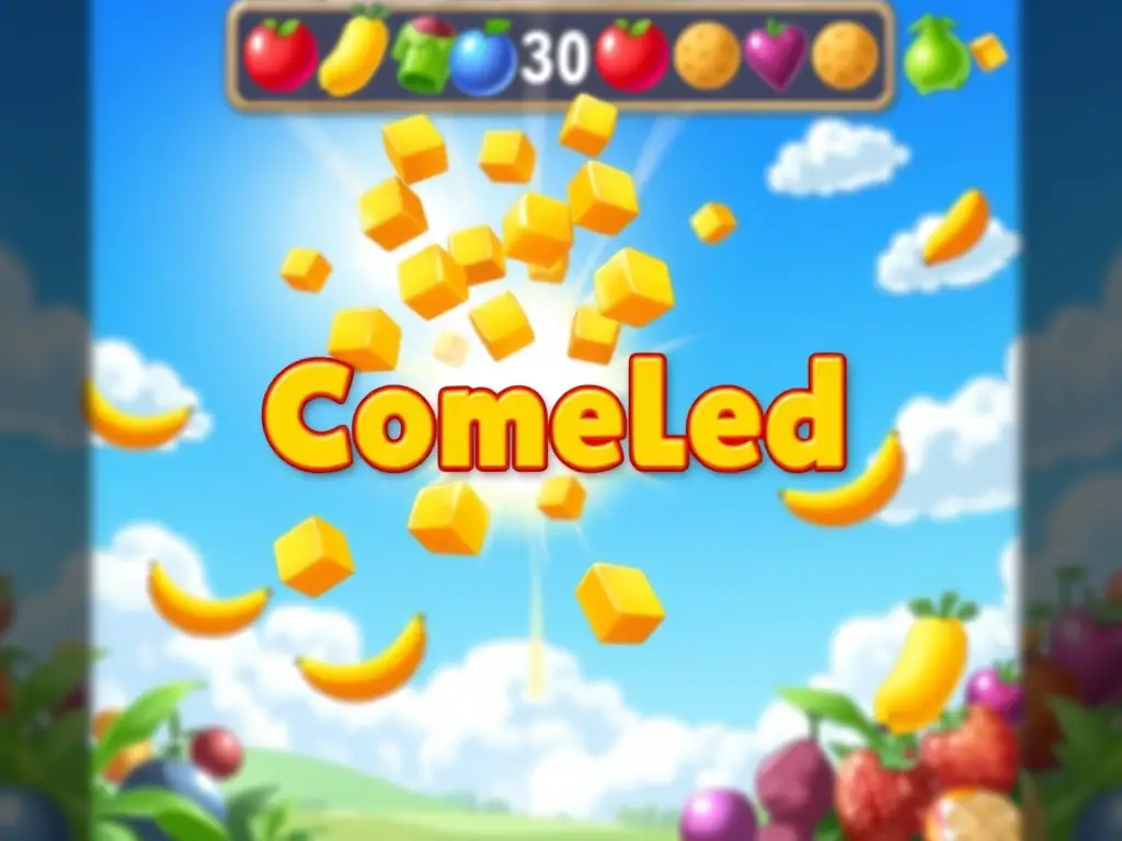 An image highlighting the game's power-ups, showing various fruits with special effects and abilities that can clear large areas or create chain reactions.